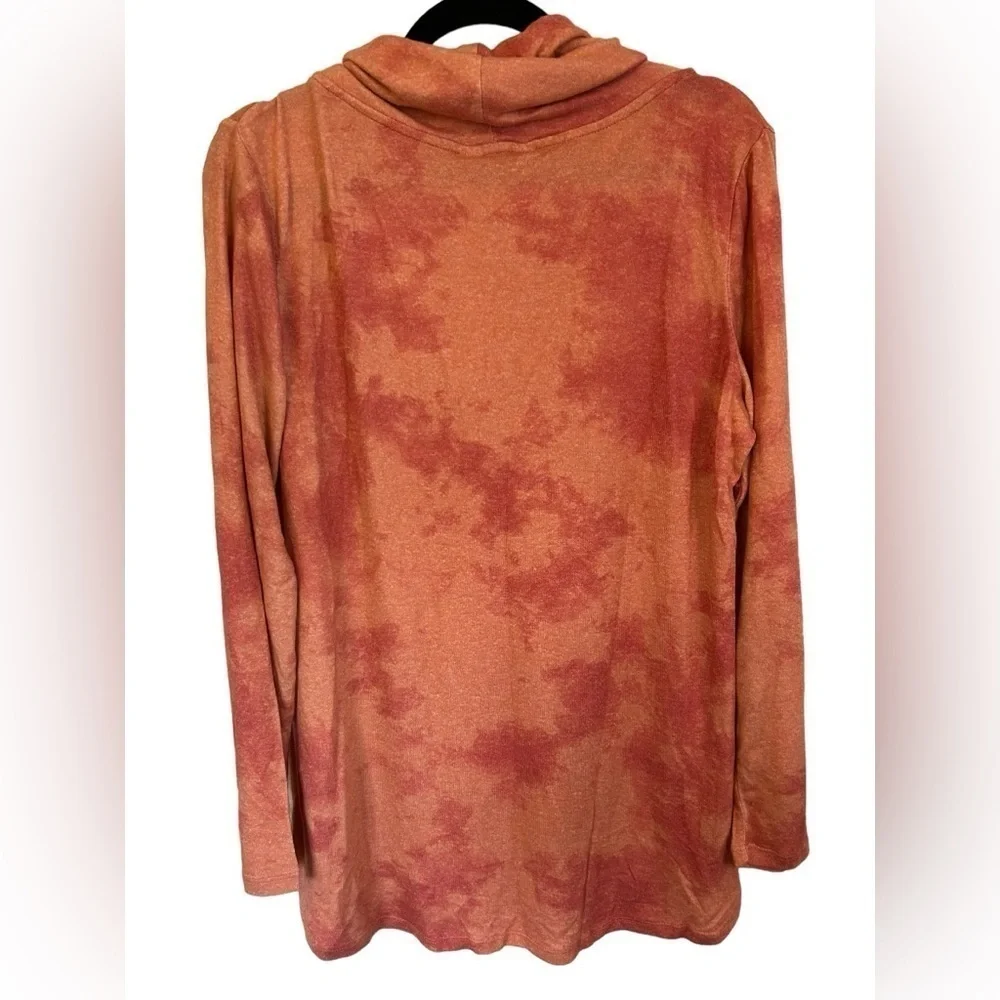 Market & Spruce Coral Tie Dye Cowl Neck Long Sleeve Light Sweater Size XL NWT - Picture 4 of 6
